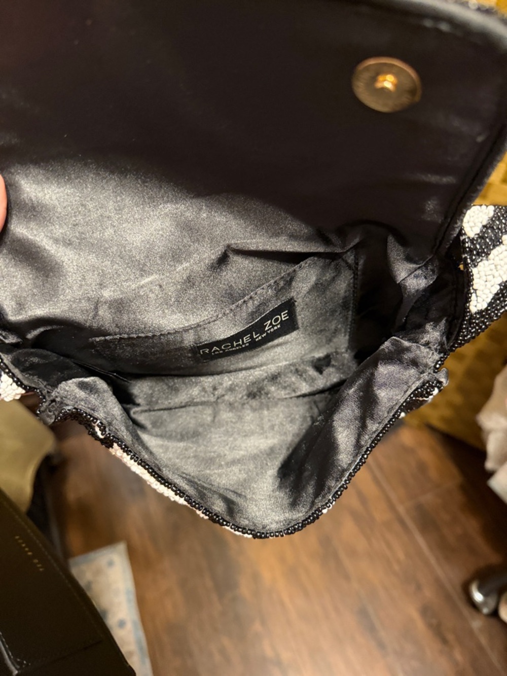 Rachel Zoe Beaded Zebra-Print Shoulder Bag - Black & White - Picture 4 of 4